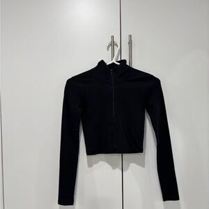 Sunday Best Black Long Sleeve Zip Crop Top